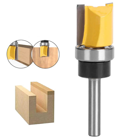 Top Notch 1/4 Inch Shank Carbon Steel Flush Trim Router Bit For Woodworking Pros. Ideal for precise straight cuts in wood.