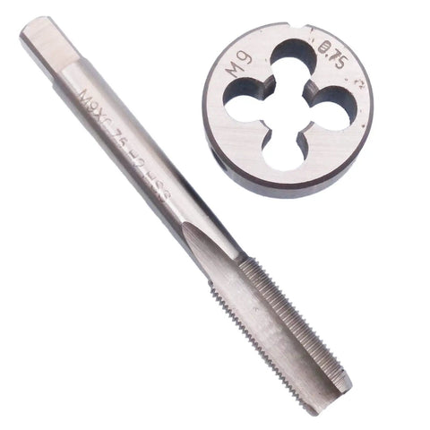 M9 X 0.75mm Tap And Die Set Right Hand Metric Thread For Precision Threading, 71mm Tap Length, 25mm Die OD, 9mm Die, High Speed Steel Quality, Ideal DIY And Professional Machining Kit For Repairs And Custom Projects