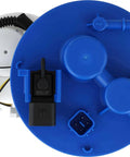 OE Level Fuel Pump Module Assembly With Precision Float Gauge, blue plastic body, plug and play installation, top view.