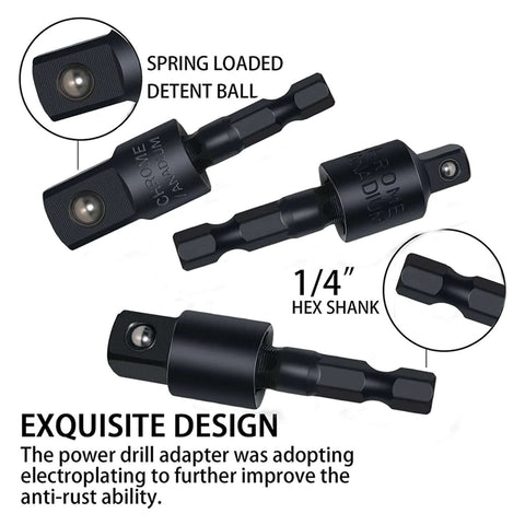 17-piece flexible drill bit extension set with two 1/4-inch hex-shank right-angle adapters and bendable extensions