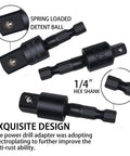 Right Angle Drill Adapter 105 Degree with 360 Degree Rotatable Hex Shank, 4 In 1 Impact Drill Detent Ball and Hex Shank