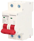 Rock Solid Two Pole DC Disconnect Switch With No Sweat DIN Rail Snap On Mount and Bipolar Load Cut for 1000V Panels, 16A-50A