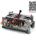 Level Up Your Build Game With Rock Solid 5 Plus 1 Speed With Reverse Transmission Gearbox Building Blocks Kit and 8883 M Motor assembly pictured in detail.