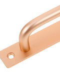 Close-up of gold finish ergonomic aluminum door pull part of Two Pack Aluminum Door Handle Pulls With Ergonomic Design And 128mm Hole Spacing.