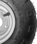 Close-up of 2 Pack 145/70-6 Tubeless ATV Go-Kart Mini Bike Tire With Rim 6-Inch Wheels Built Tough Nylon Construction