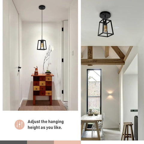 Industrial Farmhouse Pendant Light For Kitchen Island And Dining Room 1 Light Modern Lantern Ceiling Fixture in hallway