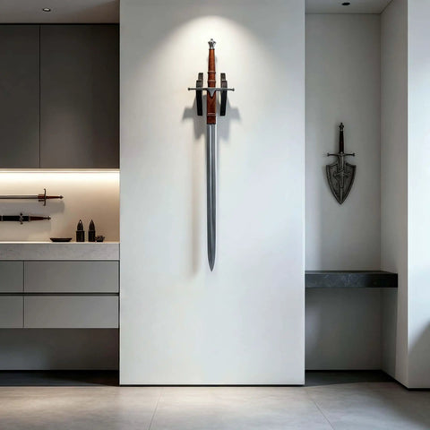 Dope Velvet Padded Sword Wall Mount Hanger For Katana Wakizashi Tanto Genji Daggers And Swords Adjustable 1.38 Inch Hook Width Easy