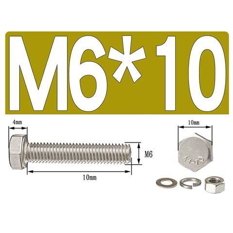 All In One 304 Stainless Steel M6 Hex Socket Head Cap Screws And Nuts Kit 50 Sets Fasteners For Tough Indoor Outdoor Projects Built To Last Weather Resistant Corrosion Proof And Easy To Install. M6 bolt, nut and washers