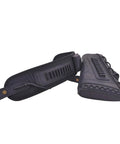 Rifle Buttstock Cover With Leather And Waxed Canvas Cushion, black right-hand hunting strap and gun sling with shell holder.