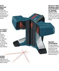 65 Feet Wall And Floor Tile Laser Level With 0 To 90 Degree Layout Lines And 45 Degree Beam, showing angle and functions.