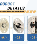 Image showing Furnace Limit Switch L195 40F Direct Replacement For SF 42 SF 42Q RV Camper furnaces viewed from different angles.