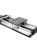 Rock Solid Motorized Linear Stage Delivering Smooth Electric Translation And Dead On Precision For Heavy Duty Lab Rigging And Precision Optics Alignment Up To Thirty Kilogram Load with aluminum base and 150mm travel.