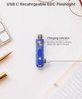 Ultra Bright Mini USB C Rechargeable EDC Flashlight With Clip Tiny But Mighty Keychain Light Delivers 650 Lumens For Camping Hiking Emergencies Blue Aurora A1 G4 charging
