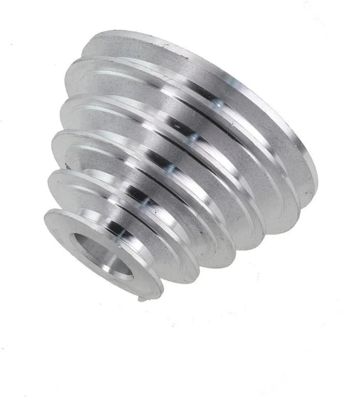 Heavy Duty Aluminum Pagoda Pulley For Benchtop Drill Press V Belt Drive 14Mm To 22mm With 5 Step Adjustable Speed Control Upgrade Your Shop Gear, featuring a conical design and five grooves.