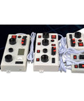 8-Piece 2-Way Speaker Terminal Block With Spring Push Release Connector set, showcasing terminals and wires for setup.