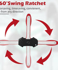 Brake caliper compression tool with magnetic plates and 360° swing ratchet; cross-shaped steel arms, red and silver.