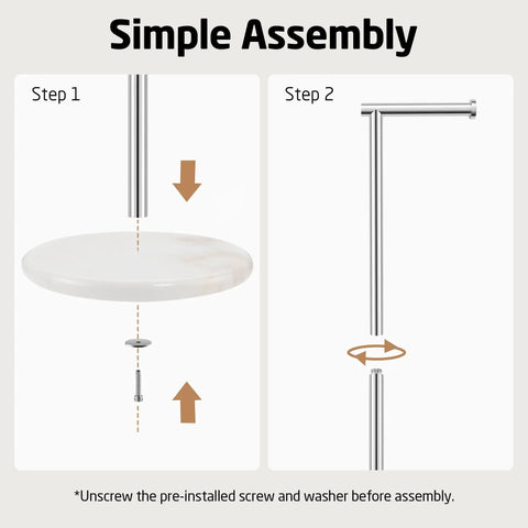 Assembly instructions for Freestanding Toilet Paper Holder With Unique Marble Base Modern Brushed Stainless Steel Stand.