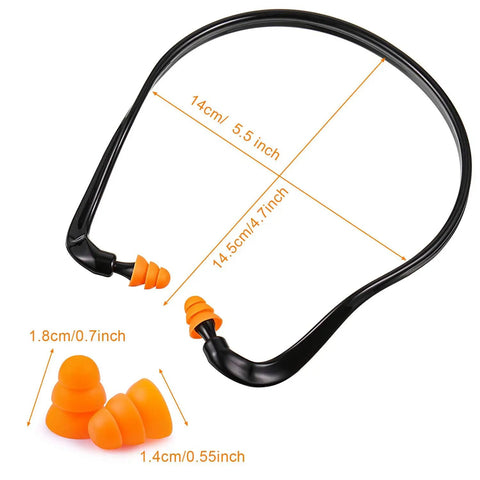 24 Piece Banded Ear Plugs With Silicone Replacement Pods Reusable Hearing Bands For Work Sleep Concerts Construction And Motorsports Noise Reduction Comfortable Fit Lightweight And Durable shown with dimensions