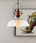 Industrial Edison Pendant Light With Clear Glass Dome Copper Finish Ceiling Fixture for modern cozy vibe in dining room