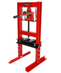 Front view of 6 Ton Hydraulic Shop Press With H Frame Built Tough For The Garage Adjustable Height From 2.2 To 9.4 Inches Pressure Gauge