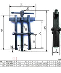 Two Jaw Twin Leg Gear Puller Bearing Removal Tool Kit With Screw Lock And Adjustable Arms For 17-38mm Bearings dimensions