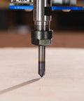Close-up of a carbide router bit from the Straight Up Killer 7 Piece Solid Carbide Router Bit Kit With 6mm Shank for CNC engraving.