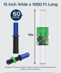 Heavy Duty Stretch Wrap 15 Inch 1000 Foot Rolls With Beefy Handles Clear Plastic Shrink Film 60 Gauge
