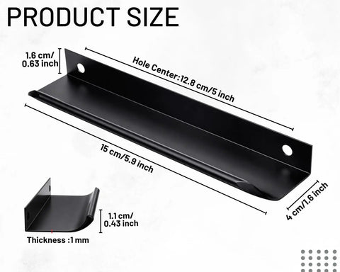 Distinctive Style Black Cabinet Handles Set, 5.9-Inch Aluminum Finger Pulls, 5-Inch Center-To-Center, Includes 20 Screws, Slick Low-Profile Modern Pulls for Cabinets and Dressers, Dope Home Kitchen Upgrade