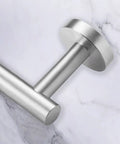 Close-up of Brushed Nickel 2 Piece Towel Bar Set For Bathroom, 24 Inch Double Towel Rack, stainless steel wall mount detail.