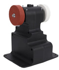 Heavy Duty Mini Bench Grinder With Powerful Copper Motor And Coarse Fine Grinding Wheels For Metal Polishing Sharpening Kit showing black base and dual grinding wheels.