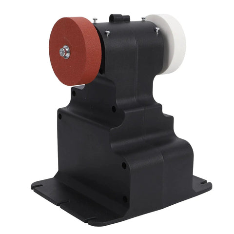 Heavy Duty Cordless Mini Bench Grinder With Permanent Magnet Copper Motor. Compact Polishing Machine for tools on sturdy base.