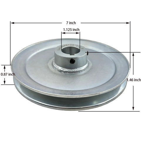 7 Inch Single Groove V Belt Pulley With One And One Eighth Inch Bore For A B 5L 4L Belts Carbon Steel Zinc Plated Motor Pulley Web Sheave Heavy Duty Durable Drive System Component