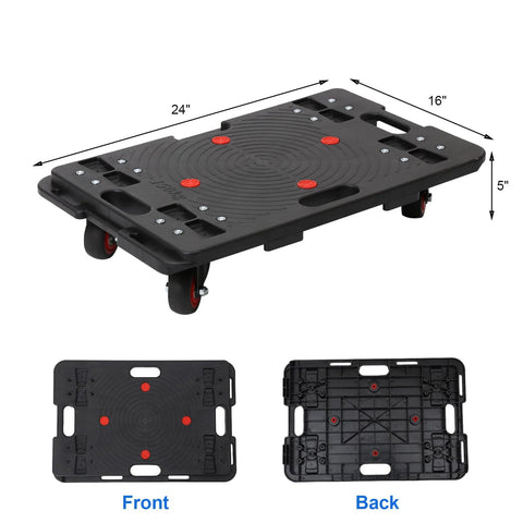 Interlocking Flat Dolly Set With 360 Degree Wheels For Heavy Furniture, Portable Moving Rollers, Four Wheel Rubber Dollies