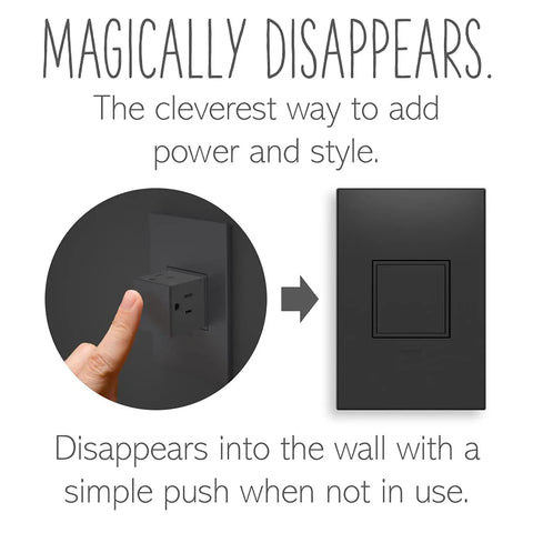 Pop Out 20 Amp 1 Gang Outlet In Graphite With Matching Wall Plate Tamper Resistant Receptacle Hidden When Not In Use Three Outlet Capacity