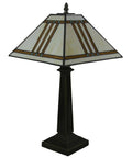 Mission Tiffany Style Stained Glass Table Lamp, Handmade Copper Foil Craft, 20 Inch Tall with 11-Inch Wide Lampshade
