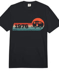 Vintage Camping RV Camper Born 1976 Birthday Caravan Trailer Heavyweight Tee for Adults with retro camper 1976 design