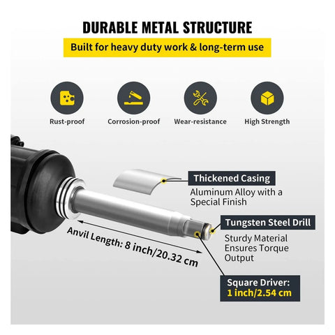 Boss Level 1 Inch Air Impact Wrench With Twin Hammer Action And Sleek Long Nose Profile To Crawl In Tight Corners Delivering Killer 5800Nm Of Ripping Torque At A Blistering 3400 RPM On A Rust Proof All Aluminum Build