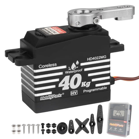 Waterproof 40Kg High Torque RC Steering Servo with coreless motor and all-metal gears for 1/8 to 1/12 RC vehicles and robots