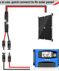 Beefed-Up Heavy Duty 20 Feet 10AWG Solar Panel To SAE Adapter Cable For RV And Caravan showing connection layout and components