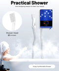 Slick Wall Mounted Electric Tankless Water Heater With 4500W Stainless Core Delivers Hella Fast On Demand Hot Water For Compact Bathrooms Without Storage Bulk, displayed with included shower head.
