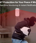 Heavy Duty All In One Wireless Home Security Alarm System 23 Piece Kit With Wifi Gsm Tracking Built Camera featuring a burglar in action.