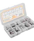 33 Piece M8x1.25 Stainless Steel Threaded Insert Kit For Wood Furniture Repair Self Tapping Sleeves Nut Reducers Restore Stripped Threads And Harden Drawer Pulls Hardware For Easy DIY Assembly in plastic case