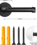 Industrial Pipe Toilet Paper Holder In Matte Black with screws and anchors, 7.09 inches long, DIY wall mount hardware