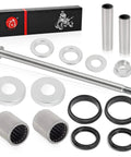Swingarm Seals Bearing Sleeve And Pivot Bolt Rebuild Kit For TRX400EX TRX400X 1999-2014 Durable ATV Quad Repair Set With Bearings Sleeves Collars And Pivot Parts; kit parts laid out