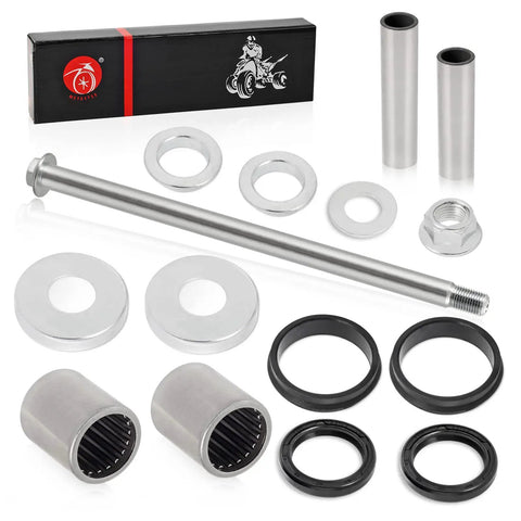 Swingarm Seals Bearing Sleeve And Pivot Bolt Rebuild Kit For TRX400EX TRX400X 1999-2014 Durable ATV Quad Repair Set With Bearings Sleeves Collars And Pivot Parts; kit parts laid out