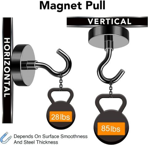 Heavy Duty Neodymium Magnetic Hooks With Tough As Nails Grip That Hangs All Your Gear Safely For Cruise Cabin Organization And Steel Bulkhead Mounting Without Drilling Black