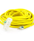Coiled Rugged Outdoor Extension Cord With Lighted Ends For Easy Power Check 15 Amp 1875 Watts Bright High Visibility Yellow Jacket