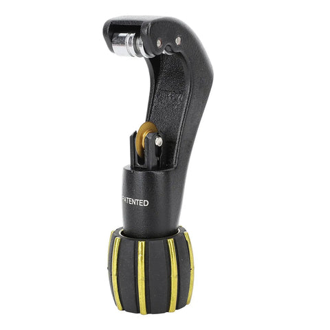 Pro Grade Tubing Cutter For 4 To 32mm Pipes Alloy Steel And Aluminum Body Cuts Copper Iron Galvanized And 2mm Stainless Steel Tubes Perfect For HVAC And Plumbing Tasks, close-up view of cutter blade and handle.