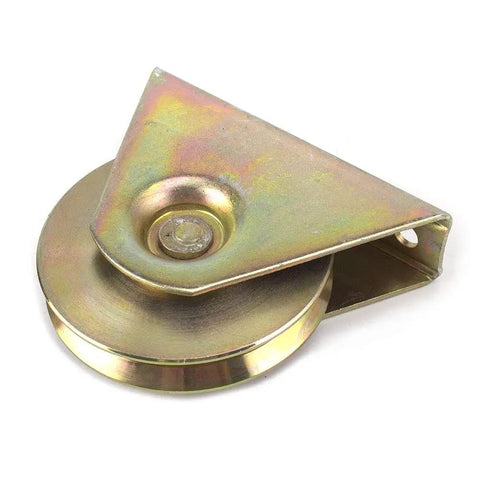 Heavy Duty Rock Solid 4 Inch Gold V Groove Wheel For Sliding Industrial Gate Tracks and Service Carts with zinc plated finish.