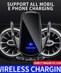Slick Rock Solid Auto Clamping Phone Mount For Air Vent Car Holder positioned by car air vent, showcasing wireless charging feature.